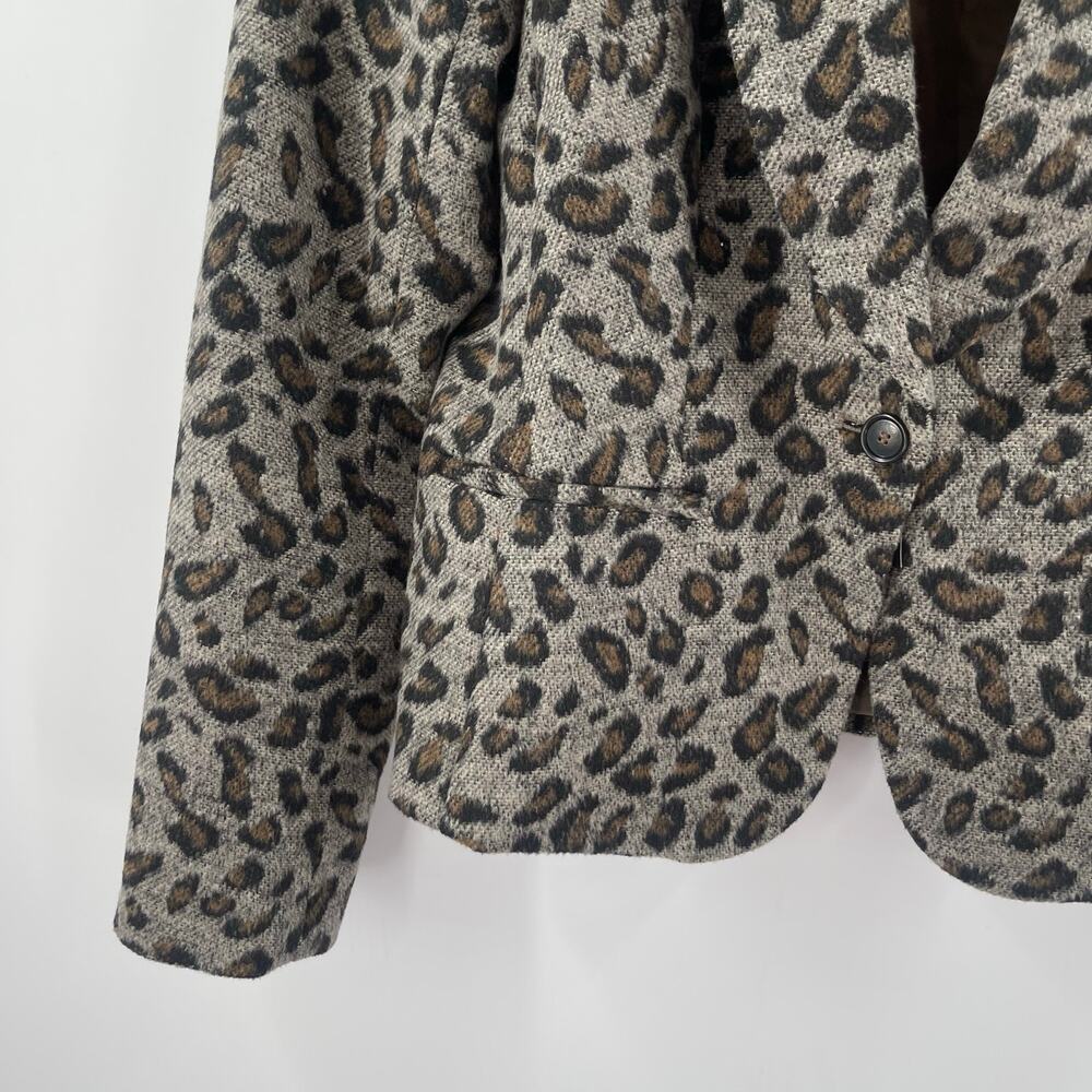 LOFT ANN TAYLOR Blazer Small Wool Blend Business Animal Print Office Work Career - Picture 7 of 12